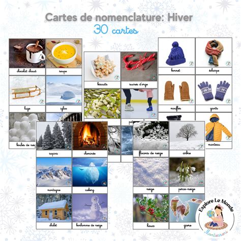 Cartes De Nomenclature Hiver Explore Le Monde Montessori