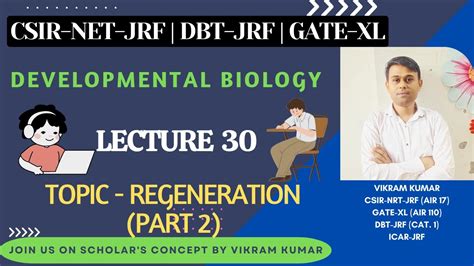 Lecture 30 Regeneration Part 2 Development Biology CSIR NET JRF