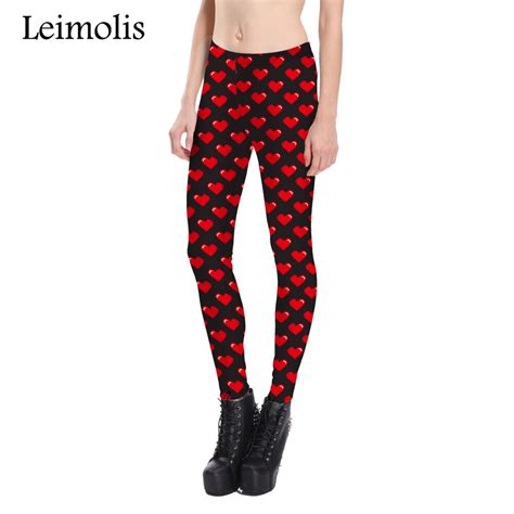 Leimolis 3d Printed Fitness Push Up Workout Leggings Women Red Sweet