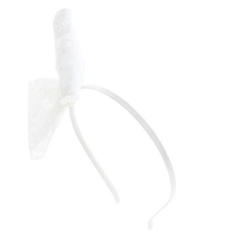 Large Lace Bow Headband - White | Claire's