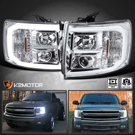 For 2007 2014 Chevy Silverado 1500 2500hd Led Drl U Bar Projector
