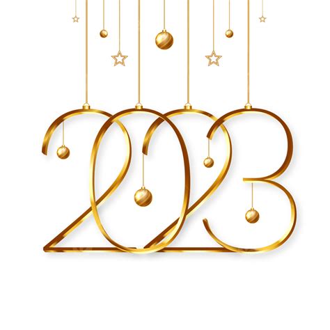 2023 Hanging Style Text In Golden For New Year Festival 2023 Happy