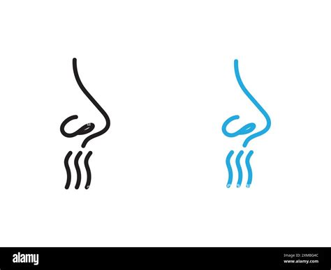 Nose With Smoke Icon Vector Line Logo Mark Or Symbol Set Collection