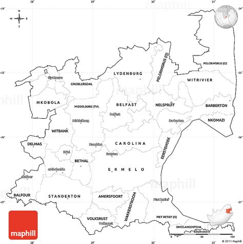 Blank Simple Map Of Mpumalanga Cropped Outside