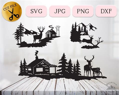 3 Winter Log Cabin SVG Bundle Outdoor Svg Cabin Silhouette in - Etsy ...