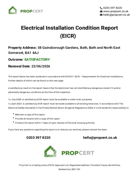 Fillable Online Electrical Installation Condition Report Eicr Fax