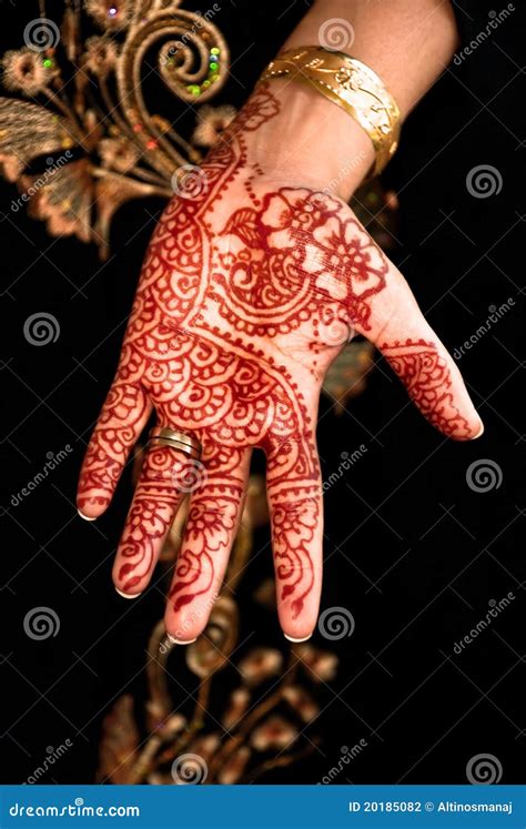 Schöner Hennastrauch Mehendi Auf Der Brauthand Stockfoto Bild Von Braut Schön 20185082