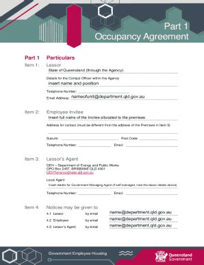 Fillable Online Occupancy Agreement Part 1 GEH Occupancy Agreement