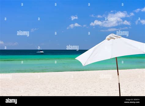 White Beach Umbrella Stock Photo Alamy