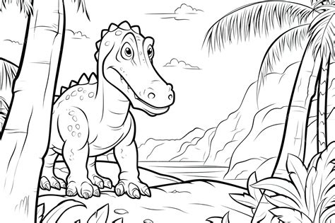 Premium Ai Image Prehistoric Dino Walk Kids Art Activity Page