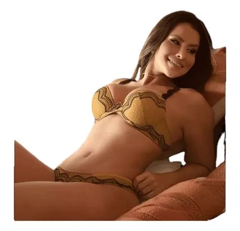 Conjunto Lingerie Renda Push Up Calcinha Fio Duzani