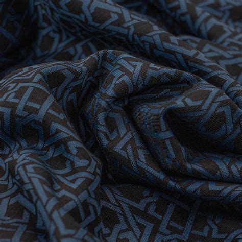 Strickstoff Jacquard Viskosemix Geometrix Sternknoten Schwarz Blau