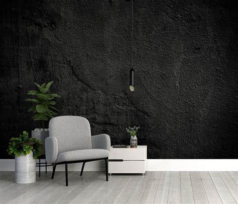 Black Concrete Wallpaper Dark Wallpaper Concrete Peel And Stick