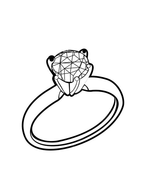 A Black And White Drawing Of A Ring With A Diamond On It S Side