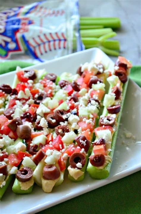 Mediterranean Stuffed Celery Sticks - Katie's Cucina