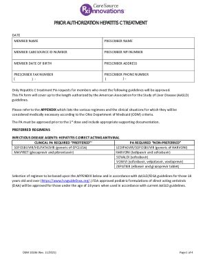 Fillable Online Hepatitis C Therapy Prior Authorization Form Fax Email