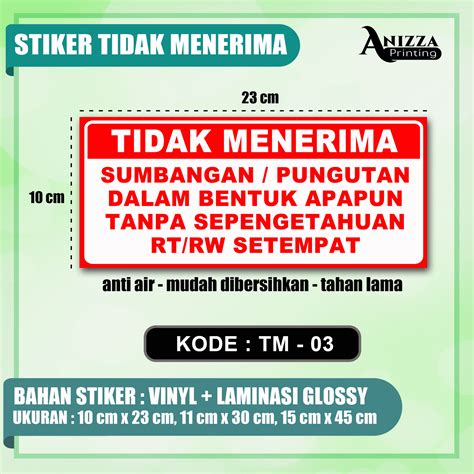 Stiker Tidak Menerima Sumbangan Laminasi Glossy Lazada Indonesia