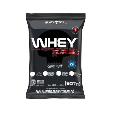 Whey Turbo Refil Sabor Chocolate 907g Black Skull Nattu Natural