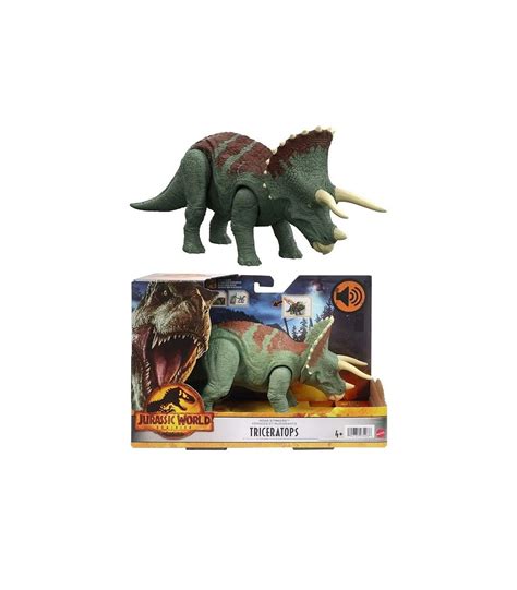 Jurassic World Dominion Triceratops Ruge Y Golpea Dinosaurio De Juguete Con Movimientos Y Sonidos