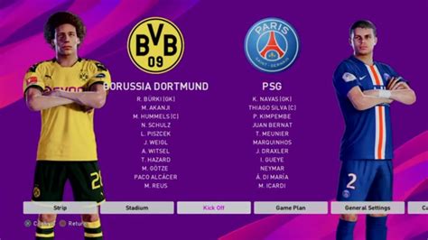 Pes 2020 Borussia Dortmund Vs Paris Saint Germain Ps4 Phố 8x Gaming Youtube