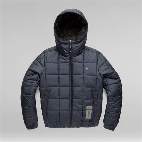 Meefic Square Quilted Hooded Jacket Dark Blue G Star RAW