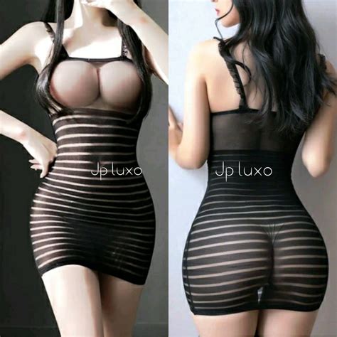 Mini Vestido feminino alça Sexy Curto Lingerie Fantasia sensual busto