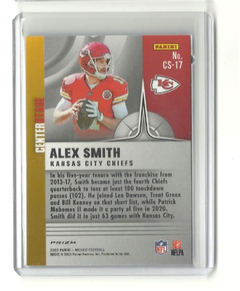 Panini Mosaic Alex Smith Centerstage Silver Prizm Kanasa City