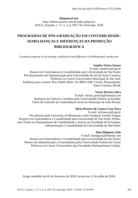 Pdf Programas De P S Gradua O Em Contabilidade Semelhan As E