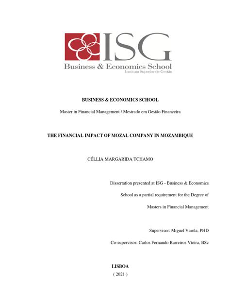 Mozal Masters Pdf Mozambique Economies