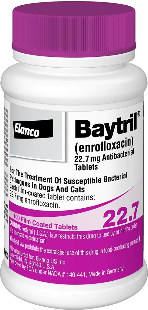 Baytril Enrofloxacin Tablets For Dogs And Cats 227 Mg 1 Tablet