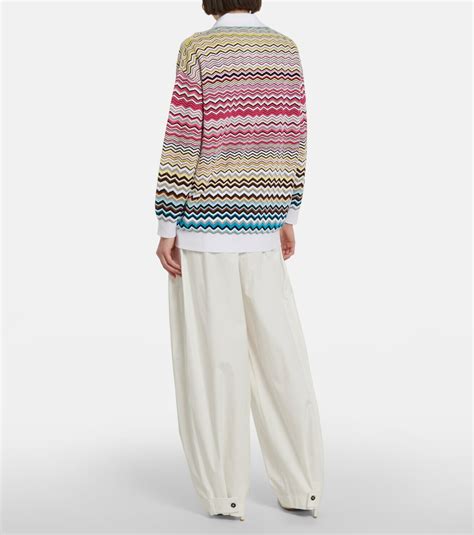 Missoni Zig Zag Cotton Blend Polo Sweater Missoni