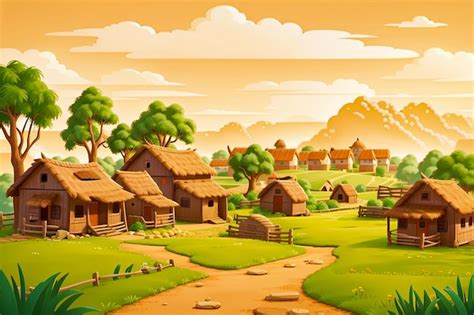 Premium Photo | Animated Carton village background