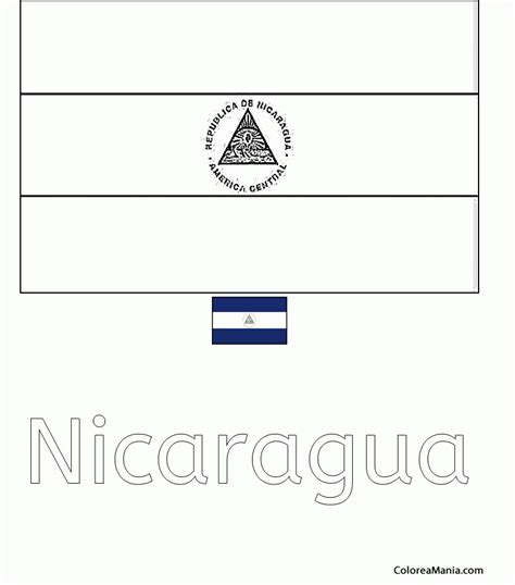 Colorear Rep Blica De Nicaragua Banderas De Paises Dibujo Para