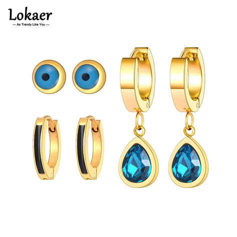 Lokaer Trendy 18K Gold Plated Stainless Steel Blue Turkish Eyes