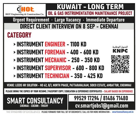 Wanted For A Leading Oil Gas Instrumentation Project Kuwait