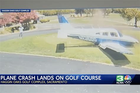 Watch harrowing video of a plane crash landing on a California golf course, nearly striking ...