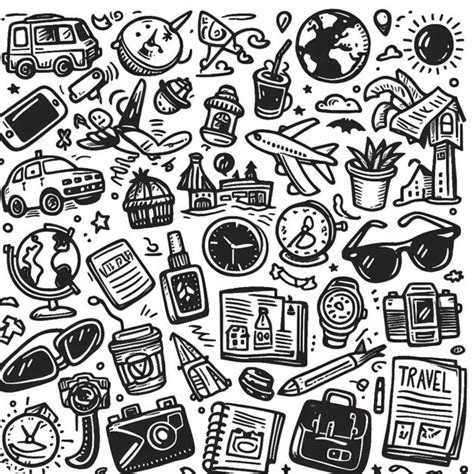 Premium Photo Vector Hand Drawn Travel Doodle Icon Set