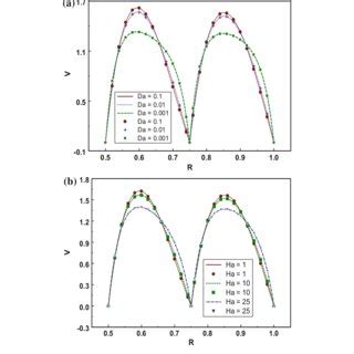 Comparison Of Numerical Lines And Analytical Symbols Velocity