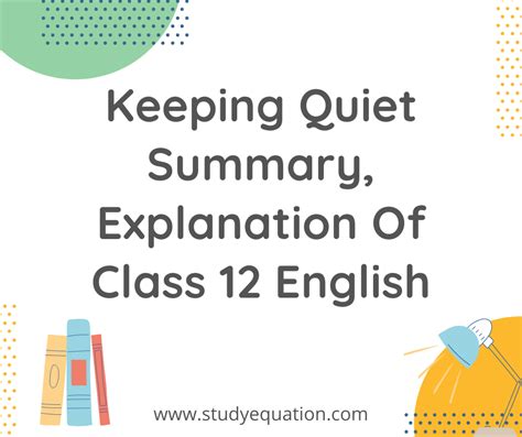 Keeping Quiet Summary Keeping Quiet Stanza Wise Explanation Of Class