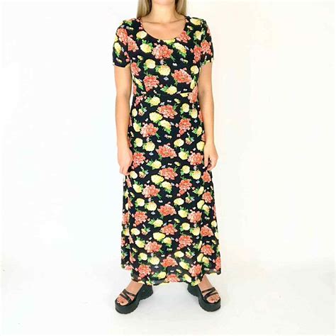 Vintage Laura Ashley Dark Floral Maxi Dress Gem