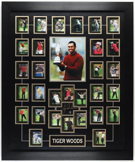 Tiger Woods Signed Custom Framed Cut With 2001 Upper Deck Tiger S Tales