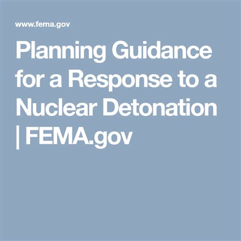 Planning Guidance For A Response To A Nuclear Detonation Fema Gov