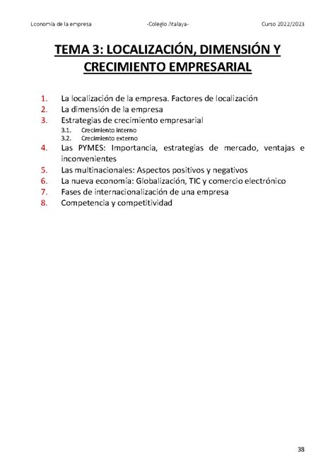 Apuntes Unidad Localizaci N Dimensi N Y Crecimiento Empresarial