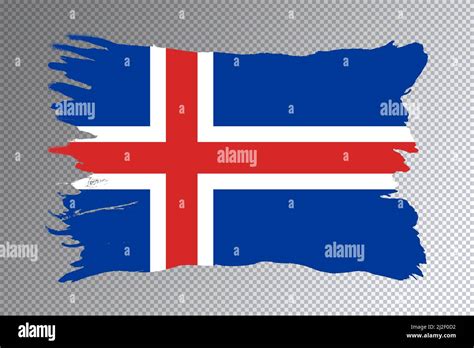 Iceland Flag Brush Stroke National Flag On Transparent Background