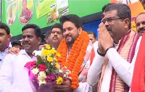 Union Ministers Anurag Thakur And Dharmendra Pradhan Arrive In