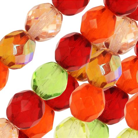 Czech Fire Polished Glass Beads Faceted Round 8mm Tango Mix 19 Pieces — Beadaholique