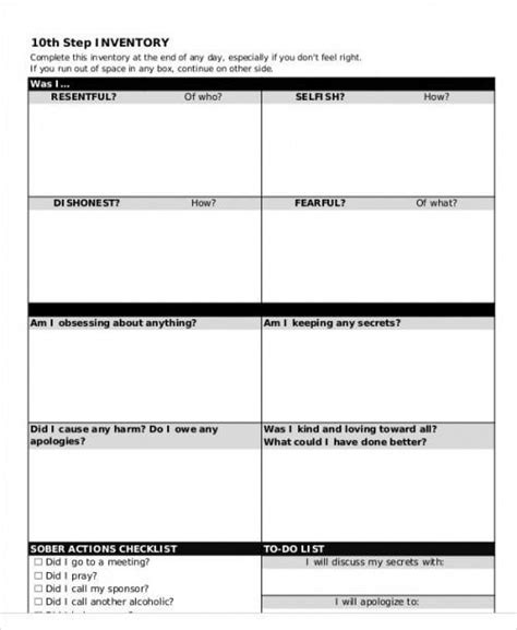 Step Inventory Worksheets