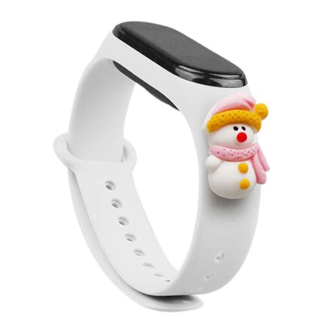 Bracelete Xiaomi Mi Band 3 4 Xmas Boneco Neve Branco 02 Capas De