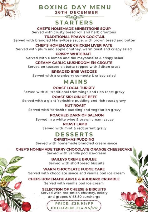 Christmas Menu The Red Lion