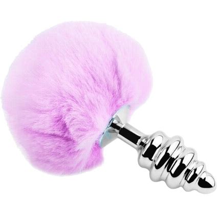 Plug Anal Cauda De Coelho Alive Espiral Fluffy 9 Cms Rosa
